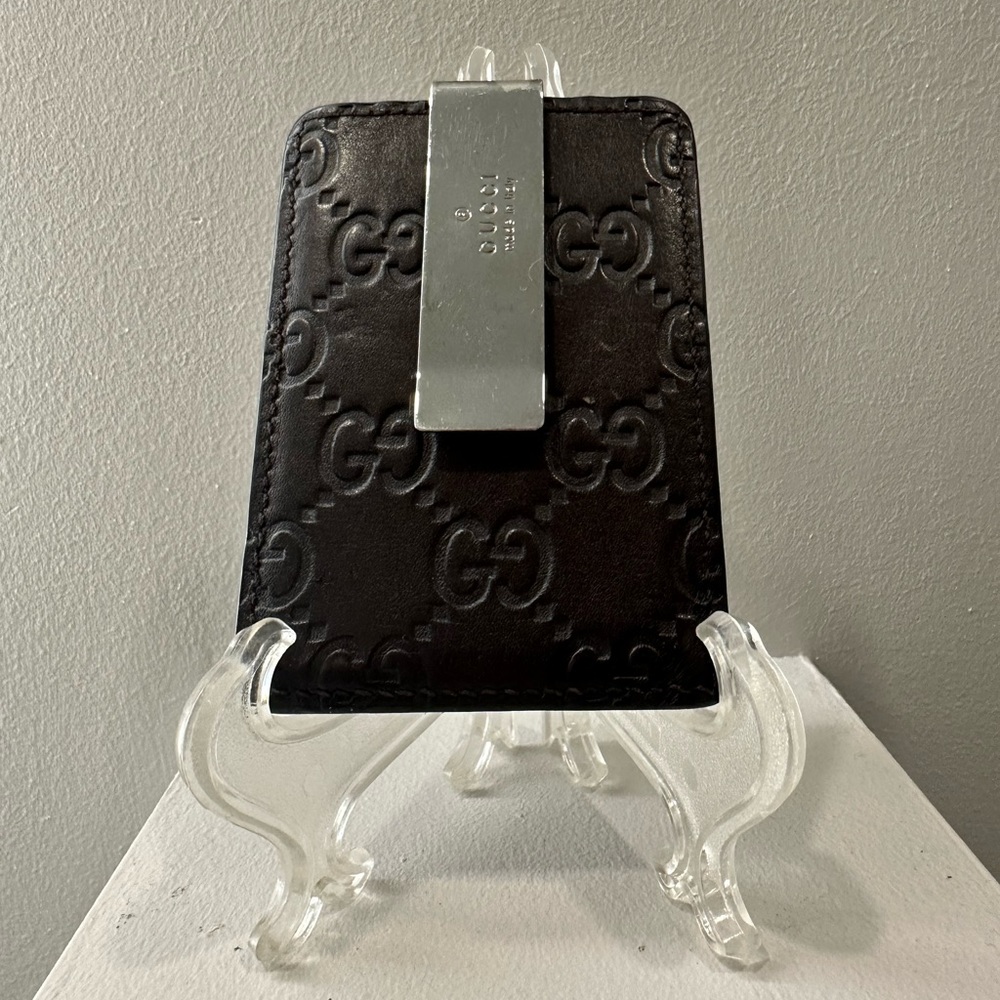 <Sold> Gucci Monogram Leather Money Clip Wallet